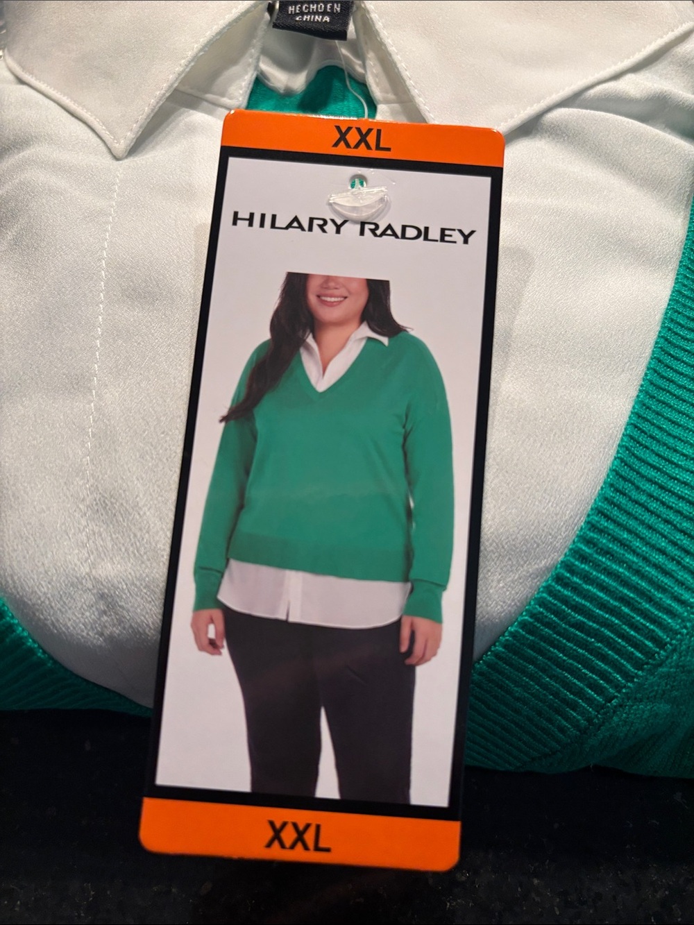 Hilary Radley Women's Emerald Green V-Neck Sweater shirt combo